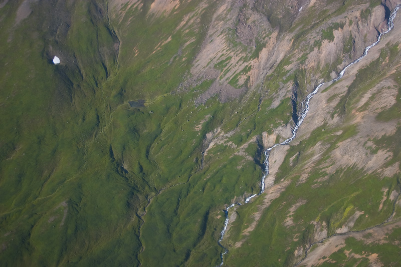 Aerial View Of Stream In Lambárskálar Range